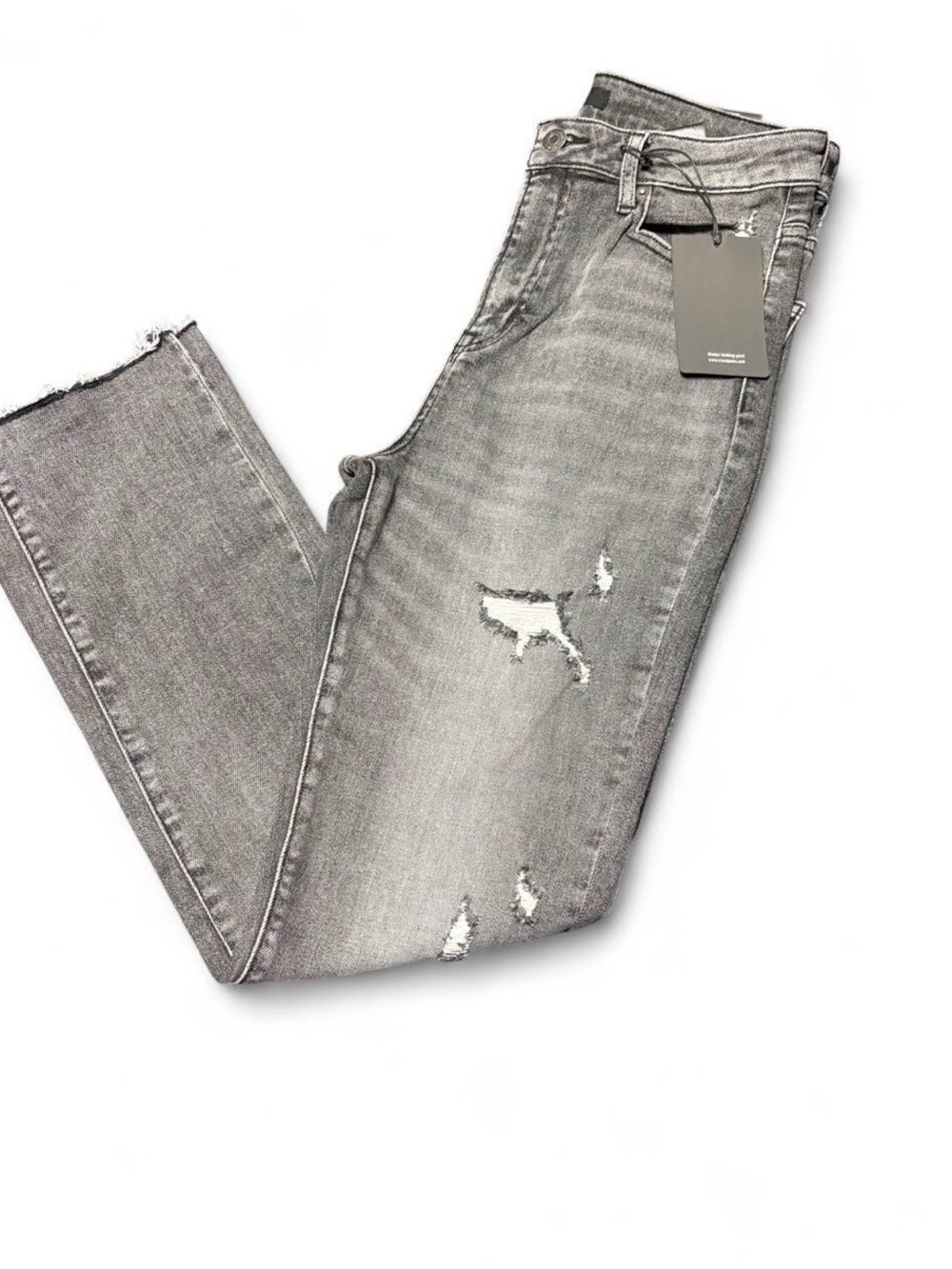 Women’s Slim Straight Distressed Gray Jeans